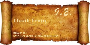 Ilcsik Ervin névjegykártya